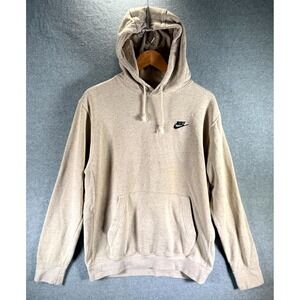 Nike‎ Club Fleece Hoodie Men's Medium Limestone Stretch Long Sleeve Pullover